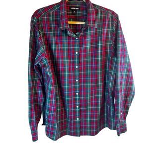 Y2K Preppy Core Plaid Button-Up | Land's End Supima Cotton L 18